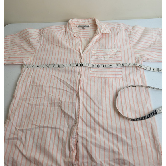 Vtg Melbourne 80s Classix Pink Gray Stripe Short Sleeve Button Shirt Womens Sz 6 - Picture 3 of 13
